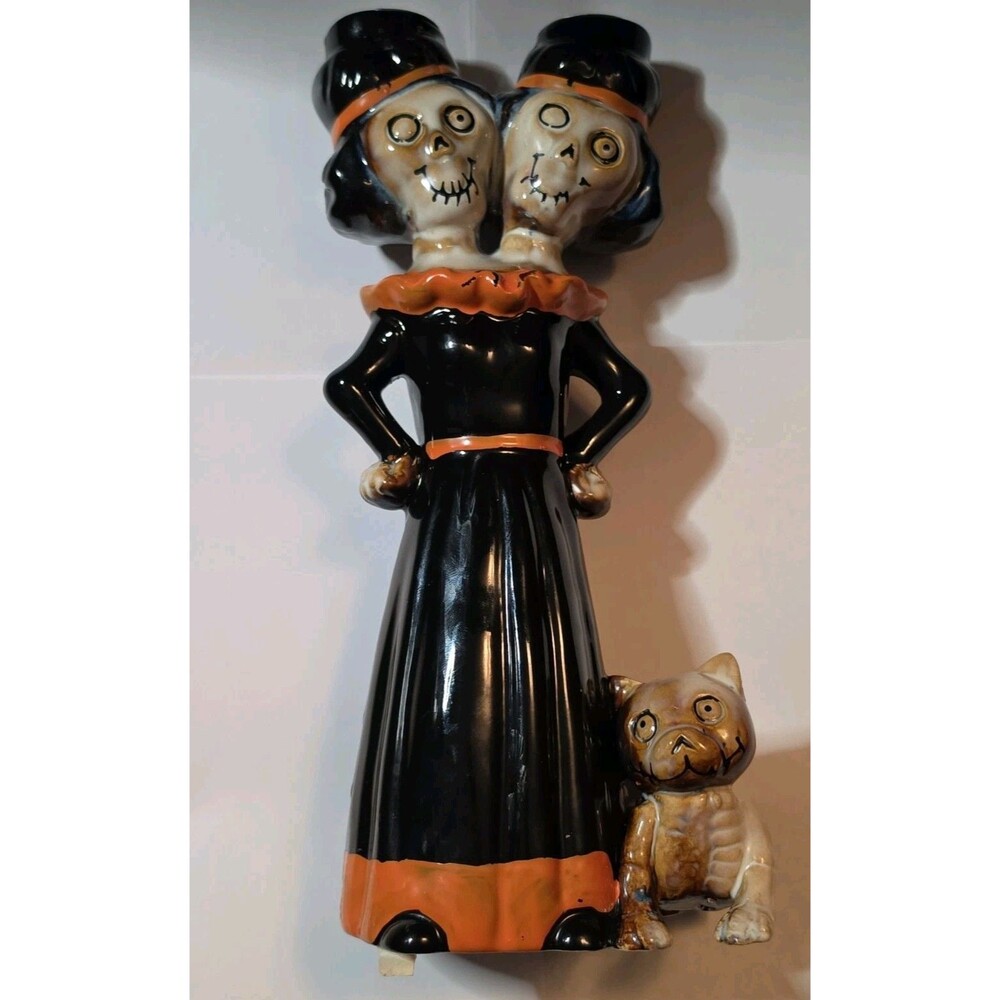 Yankee Candle Boney Bunch Twins Taper Candle Holder #1650293 Halloween Circus
